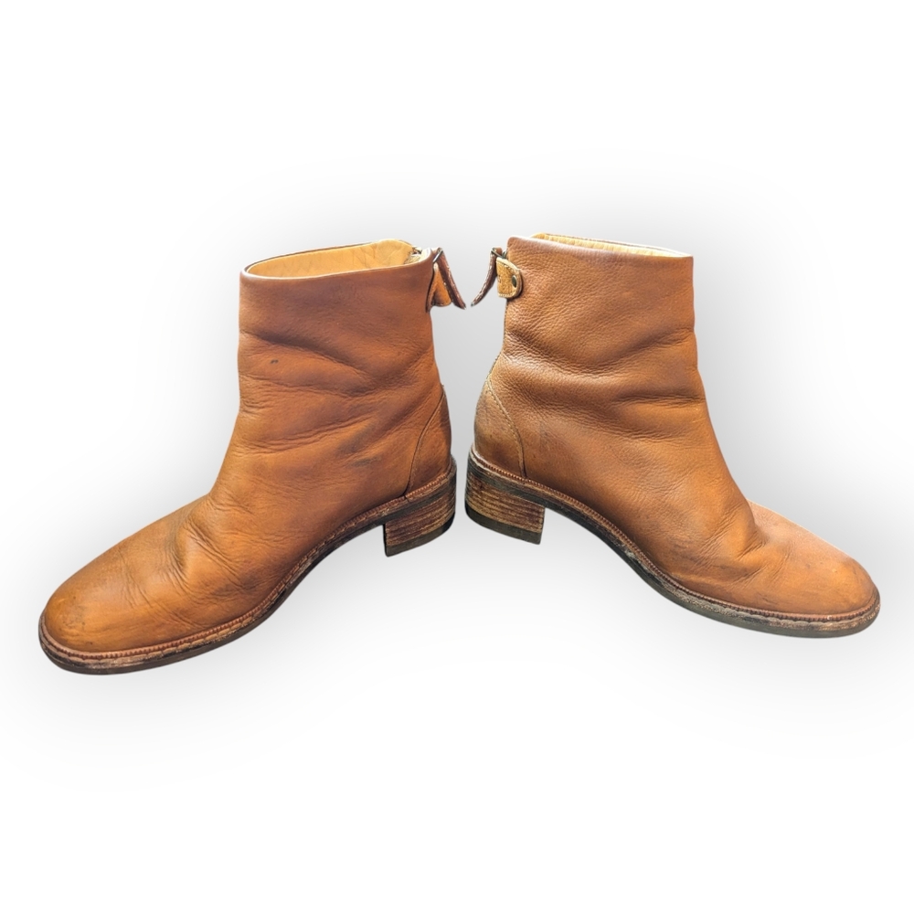 Roots 7.5 Ankle Boot Leather Back Zip Caramel Tan - Picture 7 of 9